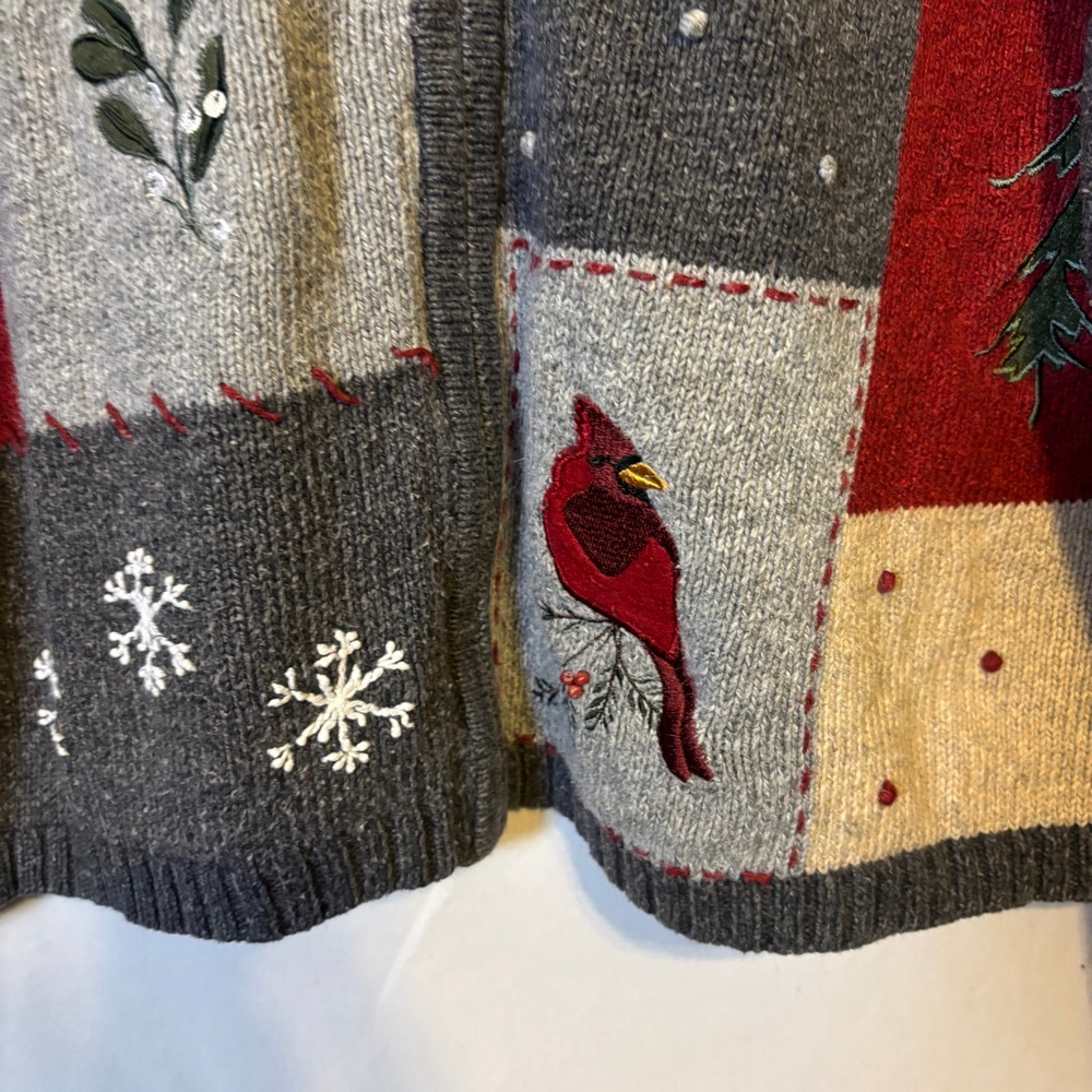 Croft & Barrow Patchwork Christmas Zip Cardigan C… - image 5